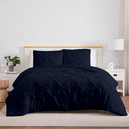 Kotton Culture Oversized King Pinch Duvet Cover 3 Piece 1000 Thread Count Egyptian Cotton Breathable All Season with Zipper &amp; Corner Ties Soft Comforter Cover (Oversized King - Navy Blue)