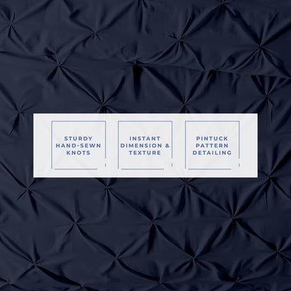 Kotton Culture Oversized King Pinch Duvet Cover 3 Piece 1000 Thread Count Egyptian Cotton Breathable All Season with Zipper &amp; Corner Ties Soft Comforter Cover (Oversized King - Navy Blue)